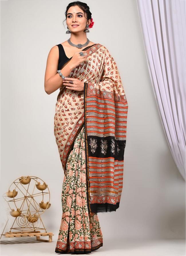 Chanderi Silk Multi Colour Casual Wear Printed Saree